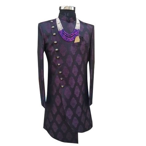 Wedding Wear Printed Mens Designer Indo Western Sherwani Size S Xl At