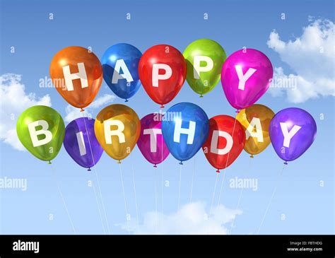 Happy Birthday Balloons In The Sky Stock Photo Alamy