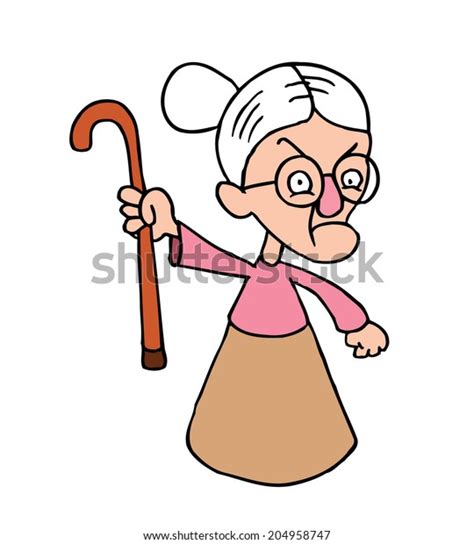 Angry Grandmother Character Stock Vector Royalty Free