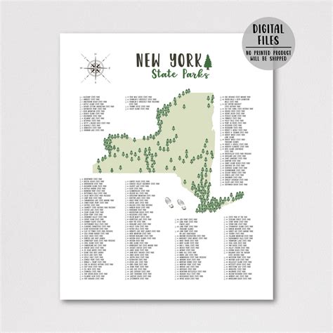 New York State Parks Map | New York Map Print | Gift For Adventurer ...