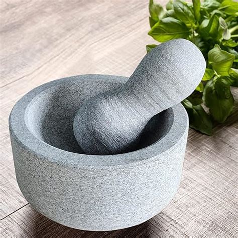 Ezahk Stone Mortar And Pestle Set For Spices Masher Khalbatta Kharal