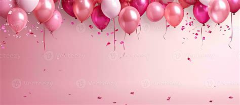 Birthday Background With Pink Balloons Confetti And Streamers 27105066