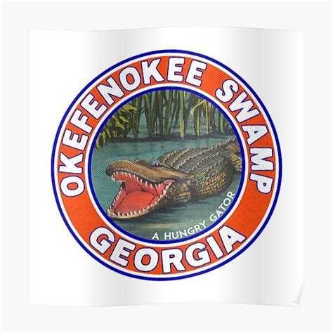 Okefenokee Swamp Georgia Vintage Alligator Gator Travel Poster By