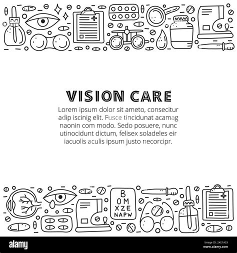 Poster With Lettering And Doodle Outline Ophthalmology Icons Including