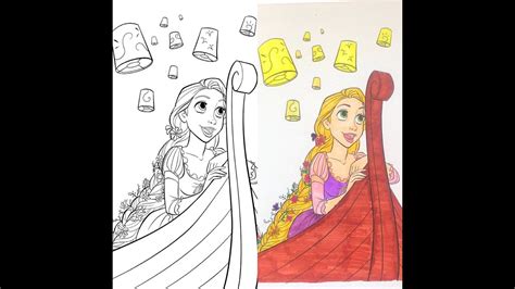 تلوين كرتون ديزني ربنزل Coloring Disney Princess Rapunzel Youtube