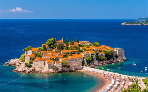 Sveti Stefan Montenegro Adriatic sea island beach building wallpaper | 2048x1280 | 453502 ...