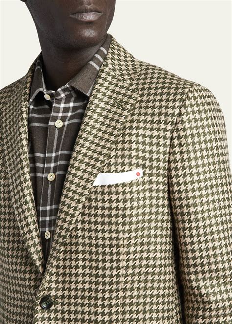 Kiton Men S Houndstooth Cashmere Blend Sport Jacket Bergdorf Goodman