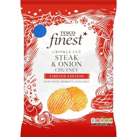 Tesco Finest Crinkle Cut Steak And Onion Chutney Crisps 150g Compare