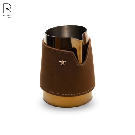 milk jug handless suede gold  ml  barista jug leather resume