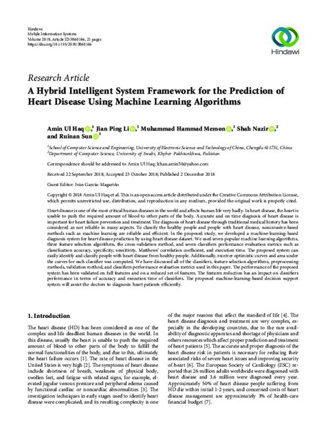 Pdf A Hybrid Intelligent System Framework For The Prediction Of Heart