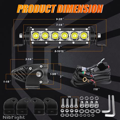 Nibright Pcs Inch Led Light Bar Slim Single Row Led Light Pods Spot