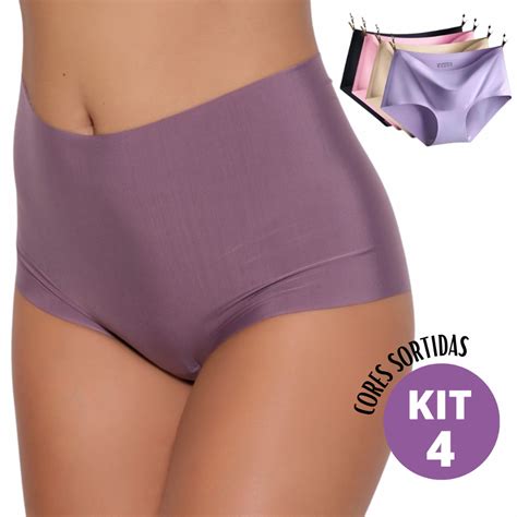 Kit Calcinha Corte A Laser Não Marca Lingerie Feminina Cintura Alta Tanga Box Qualidade