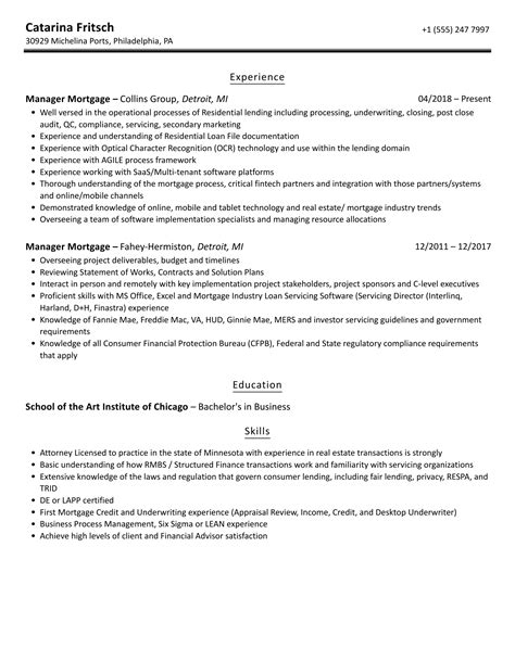 Manager Mortgage Resume Samples Velvet Jobs