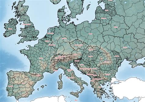 Map of Europe Continent Illustration with Countries and Regions Stock ...