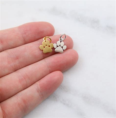 Tiny Paw Print Charm Dog Paw Cat Paw Claw Charm Sterling Etsy