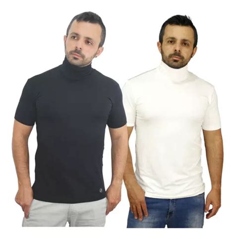 Kit 2 Camiseta Cacharrel Masculina Gola Alta Mnga Curta Slim Frete grátis