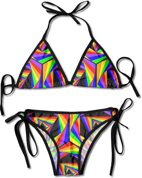 Whirl Lgbt Pride Gay Rainbow Womens Sexy Halter Top Bikini Swimsuit