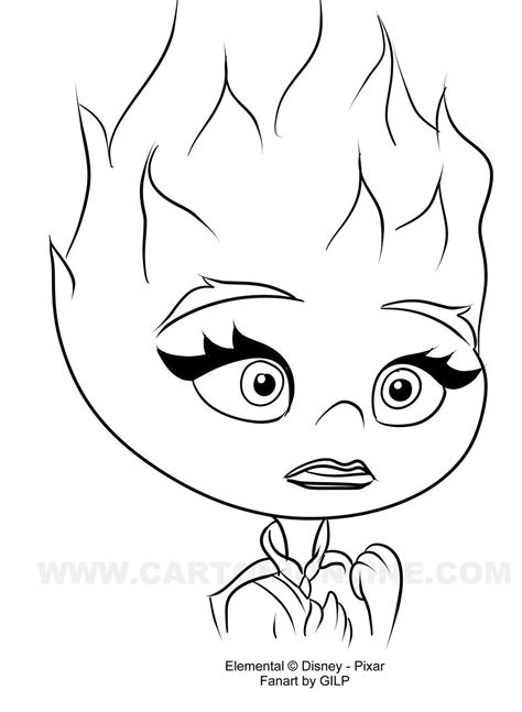 Disegno Elemental Ember Personaggio Cartone Animato Da Colorare The