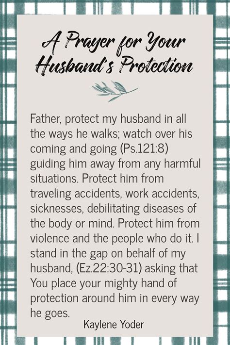 A Prayer For Our Husbands Protection Kaylene Yoder In 2021 Prayer