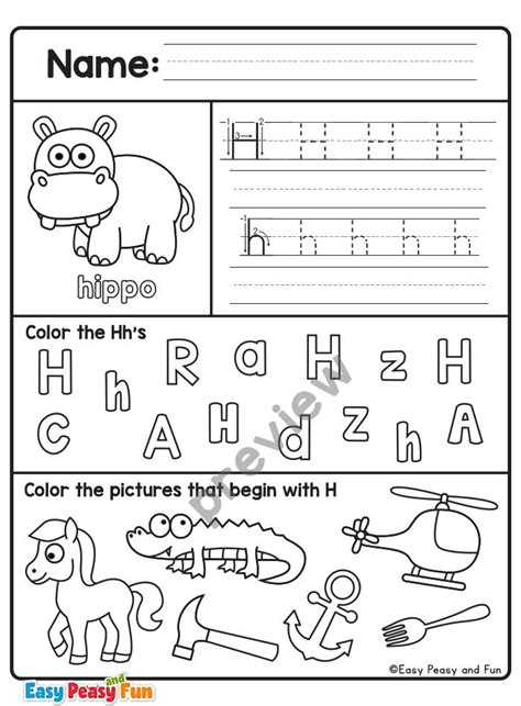 Phonemic Awareness & Phonics - Letter h - Worksheets Library