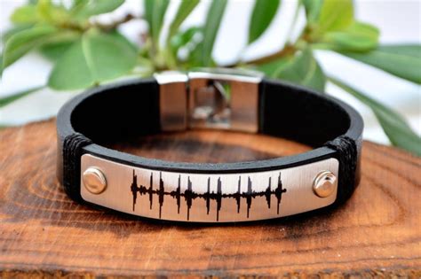 Sound Wave Heartbeat Bracelet For Men Anniversary Gift Ideas Etsy