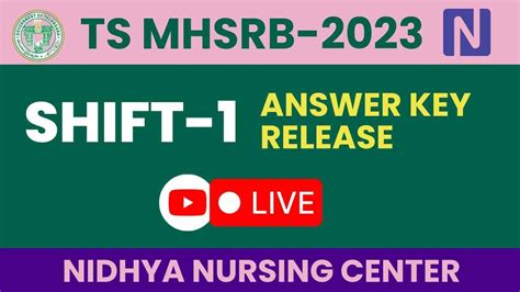 Ts Mhsrb Shift Answer Key Nidhya Nursing Center Youtube