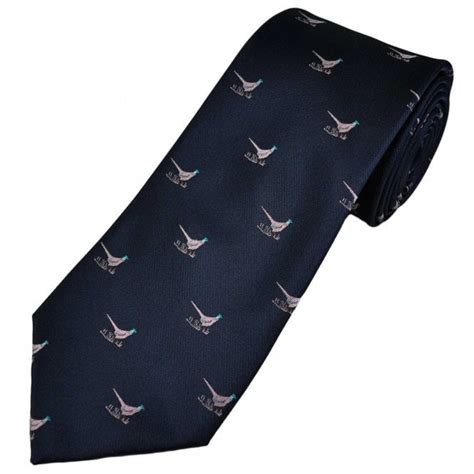 Pink Pheasant Navy Blue Men S Novelty Tie From Ties Planet UK