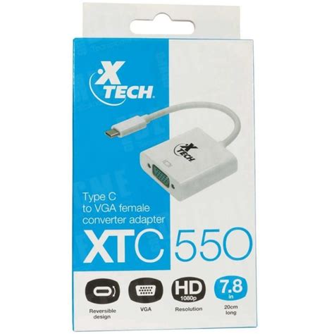 ADAPTADOR XTECH USB A VGA TYPE C XTC 550 Libertador Equipo De Oficina