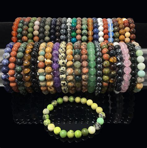 Natural Gemstone Bead Bracelet Genuine Gemstone Round Beaded Healing Crystal Bracelet 100