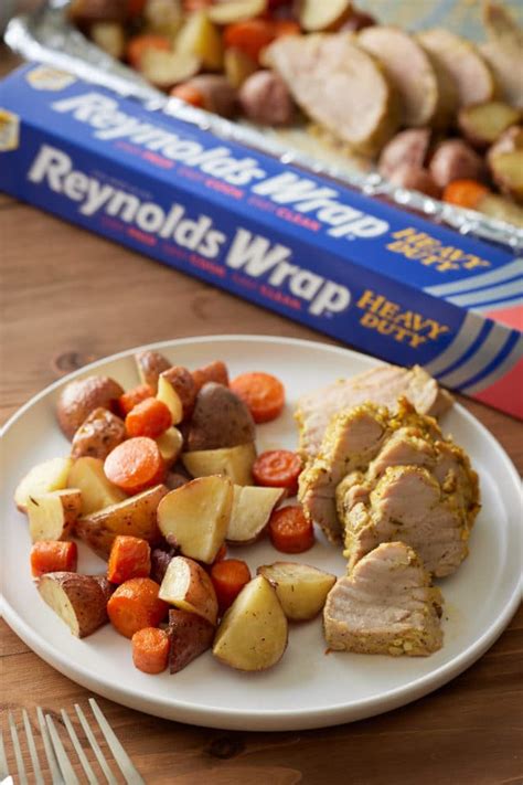 Easy Sheet Pan Mustard Glazed Pork Tenderloin With Carrots And Potatoes