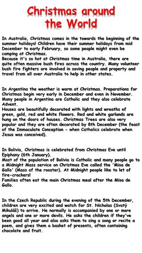 Christmas Around The World Reading Comprehension Teaching Resources