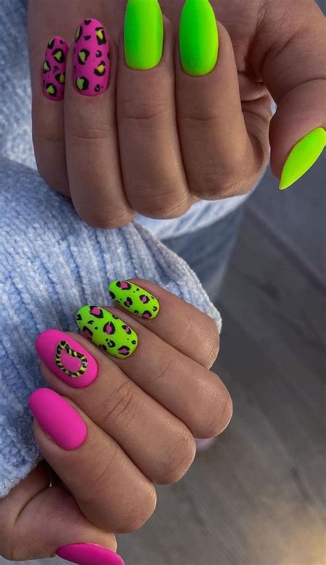 50 Pretty Summer Nails In 2022 For Every Taste Neon Pink Leopard And