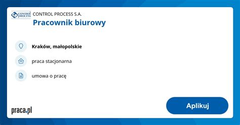 Archiwalna Oferta Nr Pracownik Biurowy Krak W Control