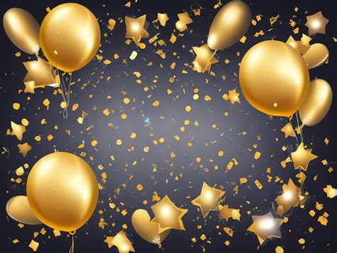 Premium Photo Happy Birthday Golden And Silver Balloons With Confetti