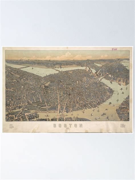 Vintage Pictorial Map Of Boston MA 1899 Poster For Sale By