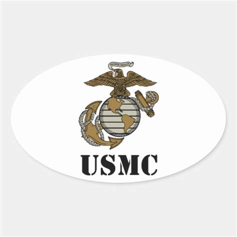 USMC [stencil] Oval Sticker | Zazzle