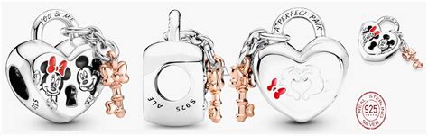 Sterling Silver Disney Mickey Mouse And Minnie Mouse Padlock Eternal