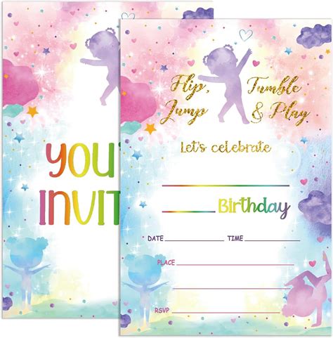 Amazon Udnadkex Gymnastics Birthday Invitations Girl With