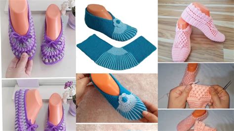 Hermosas pantuflas tejidas en la técnica de crochet YouTube