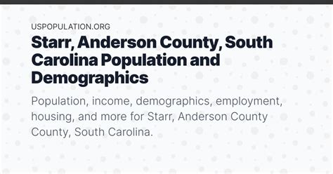 Starr Anderson County South Carolina Population Income Demographics Employment Housing