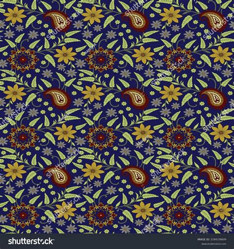 Traditional Indian Paisley Seamless Pattern On Stock Vector Royalty