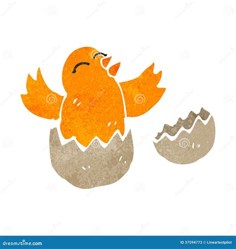 Retro Cartoon Bird Hatching From Egg Stock Vector Illustration Of