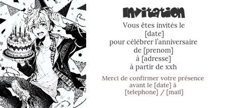 Carte Invitation Anniversaire Manga Gateau Garcon gratuit à imprimer