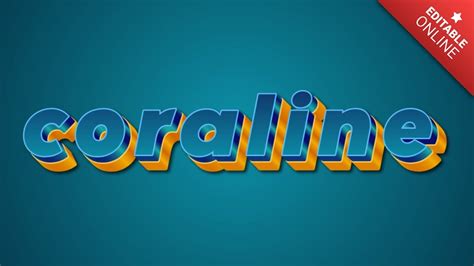 Coraline Blue Gold Text Effect Generator