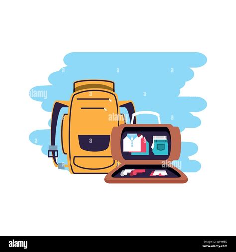 Travel Suitcase Equipment With Travelbag Vector Illustration Design