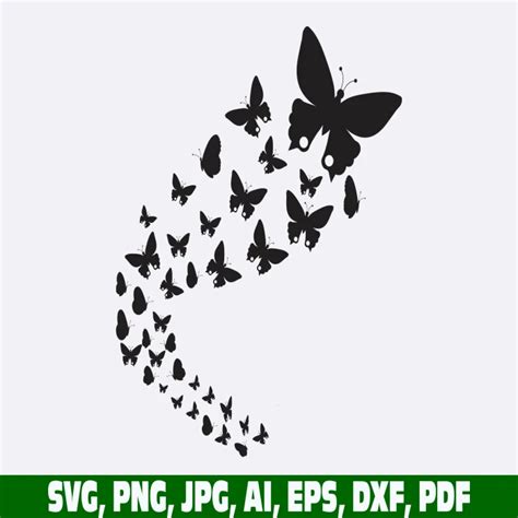 Flying Butterflies Svg Png Butterfly Swarm Svg Butterfly Silhouette