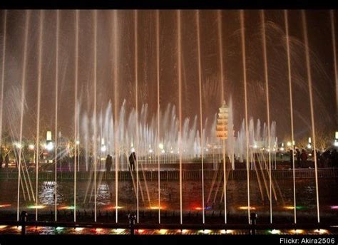 Big Wild Goose Pagoda Fountains Xian City China Artificial Pool