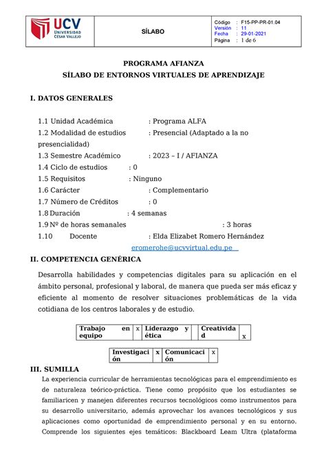 1 Sílabo Eva Afianza 2023 1 Tagged SÍlabo Versión 11 Fecha 29