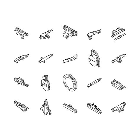 Weapon War Gun Military Army Isometric Icons Set Vector 39839679 Vector