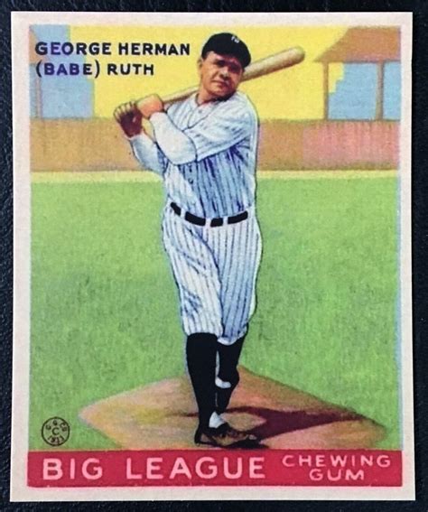 1933 Goudey 144 Babe Ruth Reprint Mint Condition New York Etsy